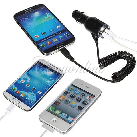 2 Dual USB Port Car Cigarette Charger Adapter Micro USB For iPhone 4 5 6 plus For iPad For Samsung Galaxy S4 S3 Note 2 For HTC