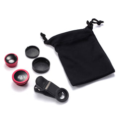 New Universal 3 in 1 Clip-On Fish Eye + Wide Angle + Macro Lens Camera For iPhone 4 5 5S 5C Samsung Note 2 3 S4 S3 Phone