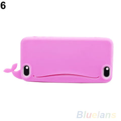 phone bag handbag Kawaii Big Mouth Whale Rubber Card Holder Soft Case Cover for Apple iPhone 4/ 4S/ 5/ 5S 1NAC