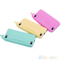 phone bag handbag Kawaii Big Mouth Whale Rubber Card Holder Soft Case Cover for Apple iPhone 4/ 4S/ 5/ 5S 1NAC
