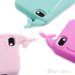 phone bag handbag Kawaii Big Mouth Whale Rubber Card Holder Soft Case Cover for Apple iPhone 4/ 4S/ 5/ 5S 1NAC