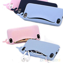 phone bag handbag Kawaii Big Mouth Whale Rubber Card Holder Soft Case Cover for Apple iPhone 4/ 4S/ 5/ 5S 1NAC